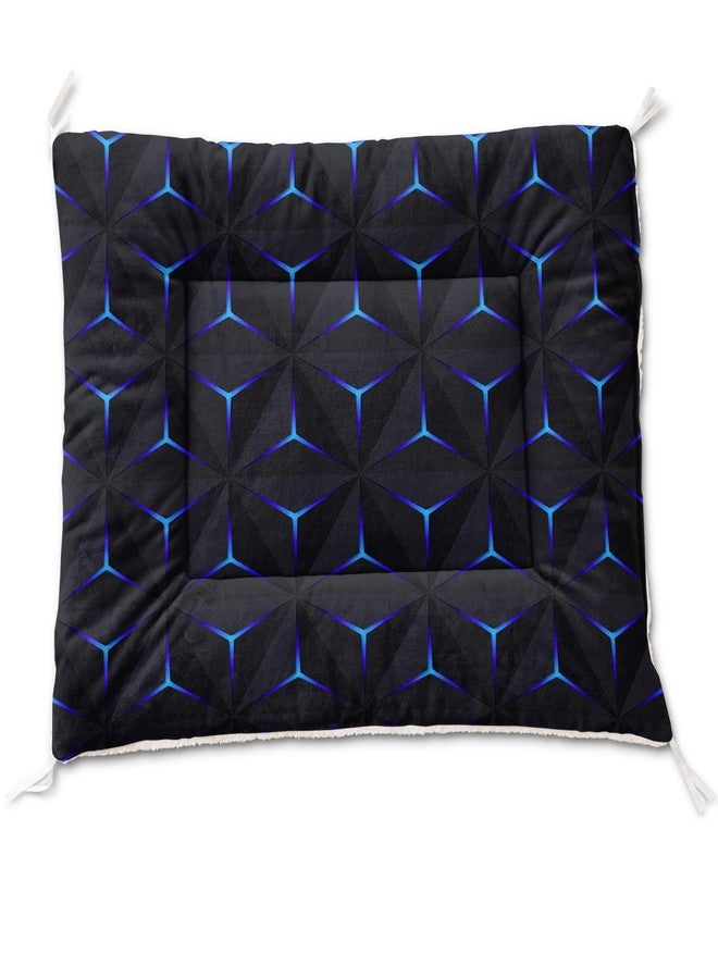 HOSIMA Geometry Print Pet Bed Mat,Fuzzy Crate Pads for Dog Cages,Washable Soft Cozy Sleeping Mat,Plush Black Pad Suitable for Small Dog Bed,30L*26W Inch. - Image 1